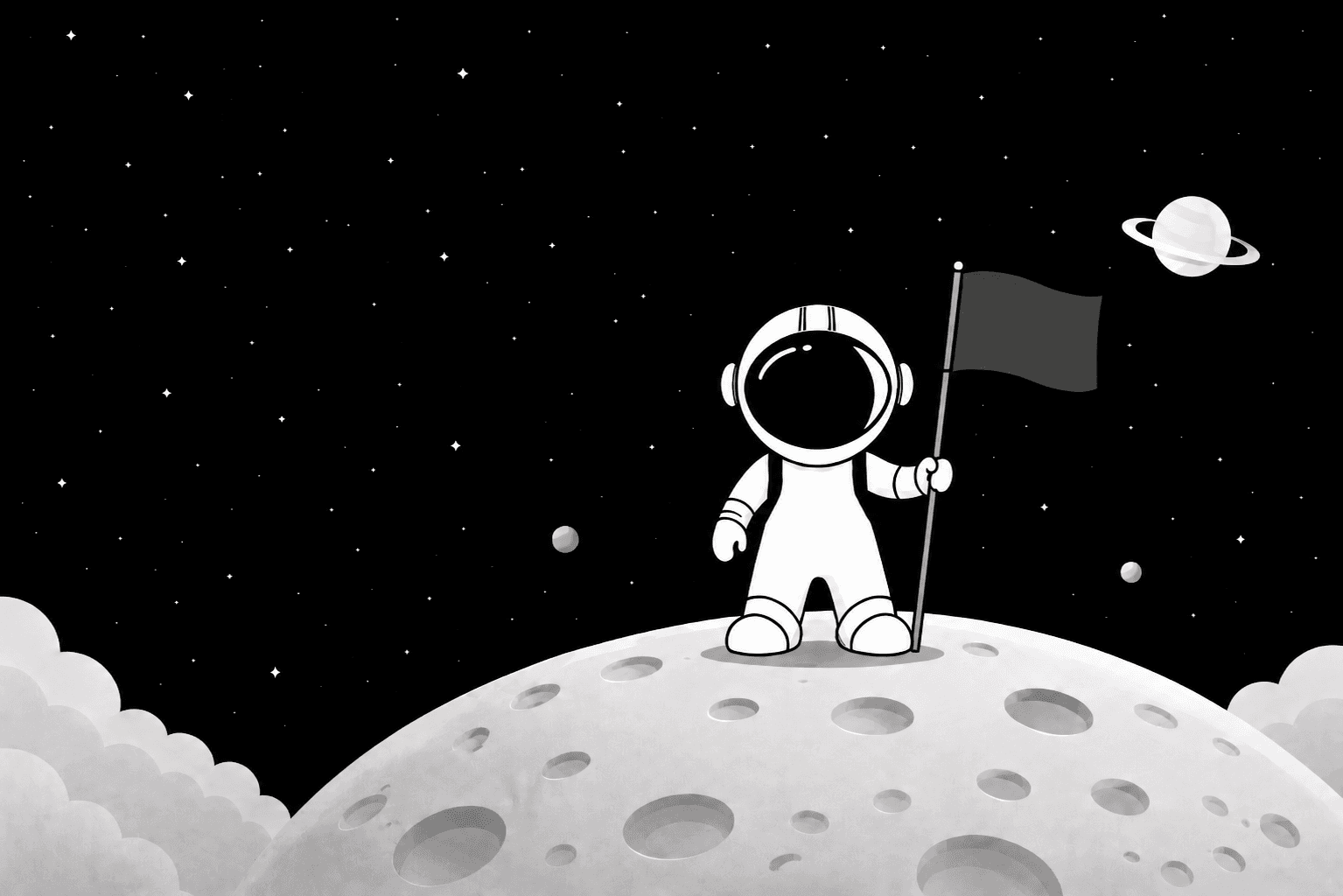 Astronaut planting a flag on the moon